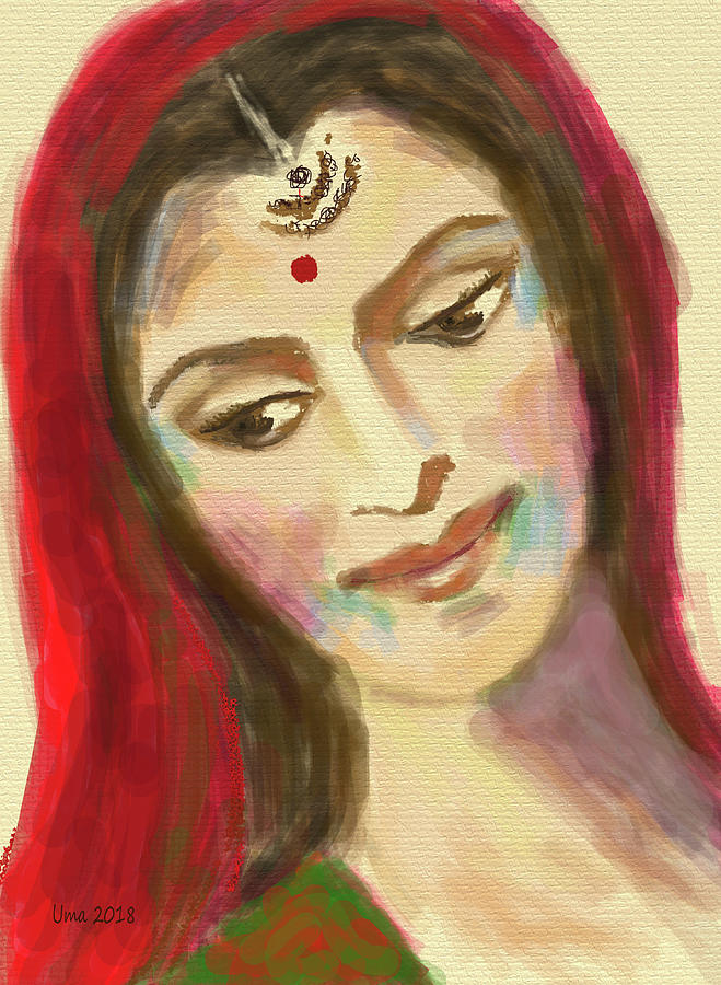 Unknown woman 16 Digital Art by Uma Krishnamoorthy