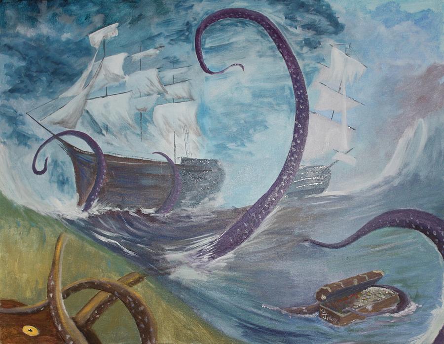 Unleash the Kraken Painting by Mike Jenkins