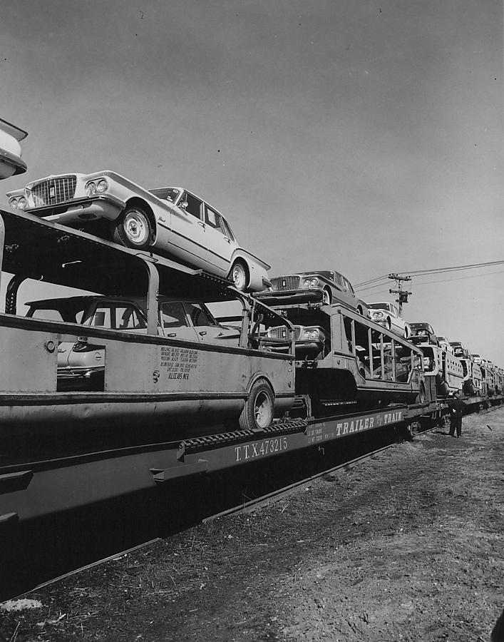 Unloading Automobile Cargo From Train - 1960 Photograph by Chicago and North Western Historical Society