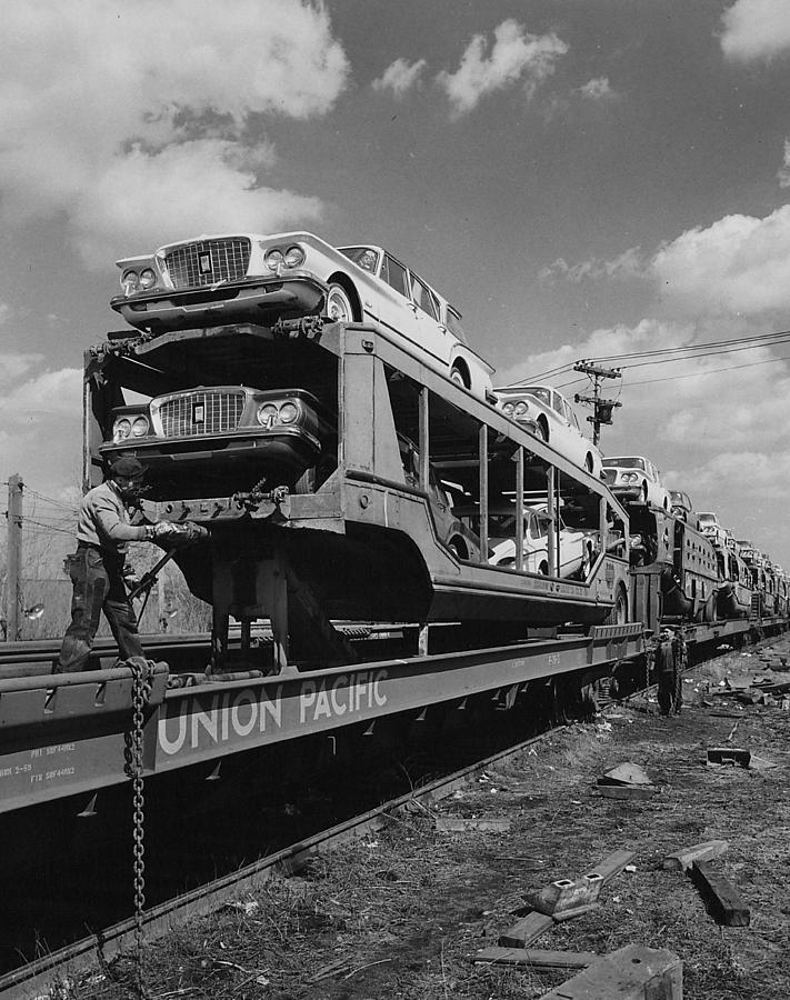 Unloading Automobile Rack - 1960 Photograph by Chicago and North Western Historical Society
