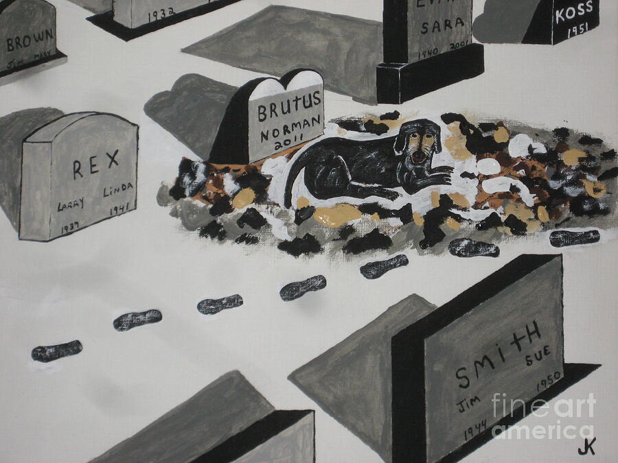 Black And White Painting - Unselfish Friend Even In Death by Jeffrey Koss