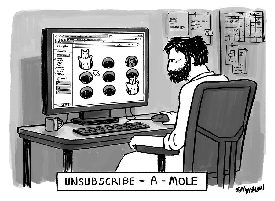 Unsubscribe A Mole Drawing by Sam Marlow
