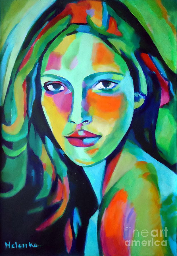 Abstract Portraits Painting - Untamed by Helena Wierzbicki