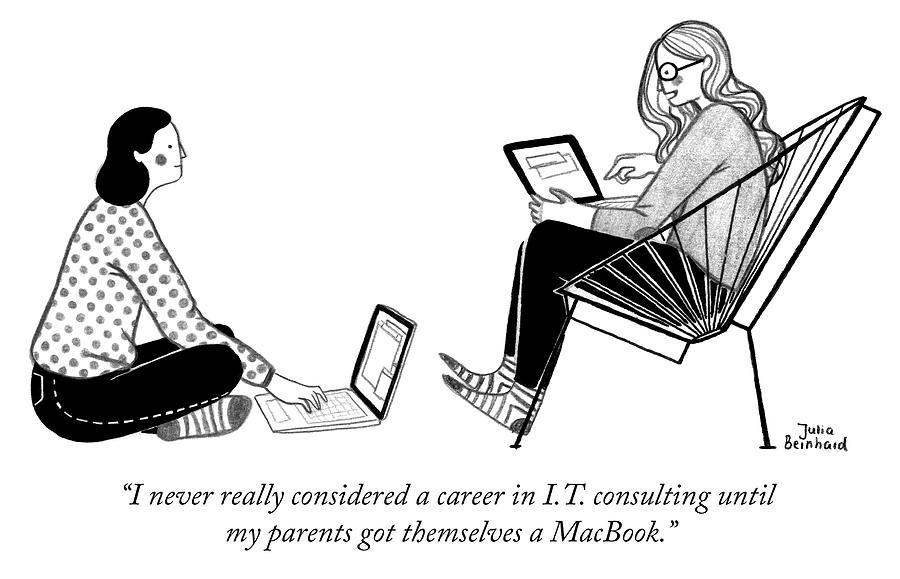Until my parents got themselves a MacBook Drawing by Julia Bernhard