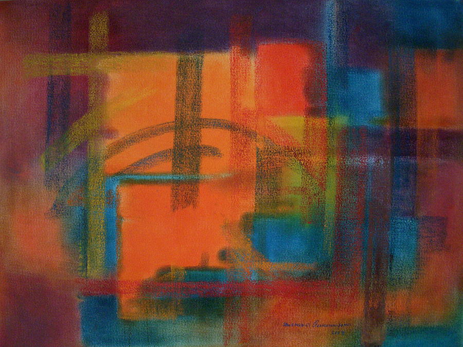 Abstract Orange Purple Red Painting - Untitled by Benedict Olorunnisomo Abstract Orange Purple Red Painting - Untitled by Benedict Olorunnisomo