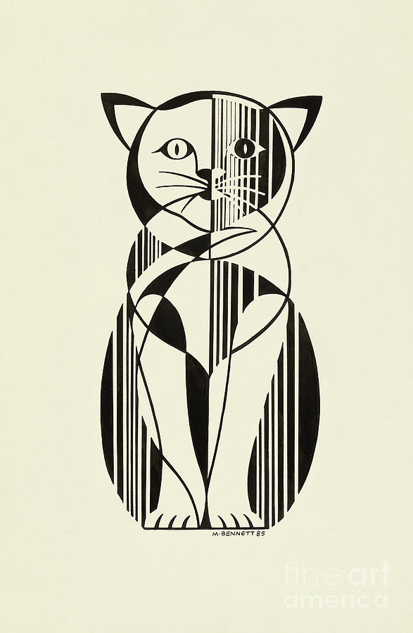Cat Drawing - Untitled Cat by Manuel Bennett