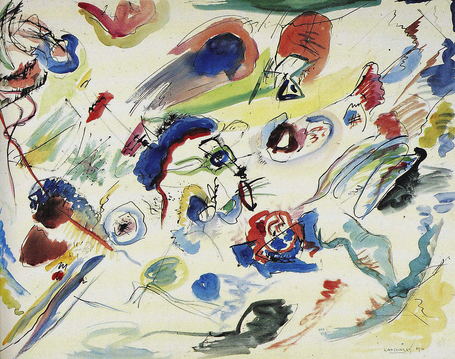 Wassily Kandinsky Painting - Untitled First Abstract Watercolor   by Wassily Kandinsky