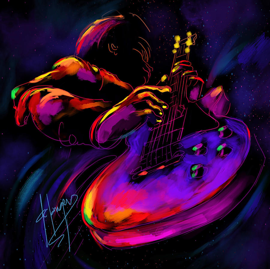 Untitled Guitar Art Painting by DC Langer