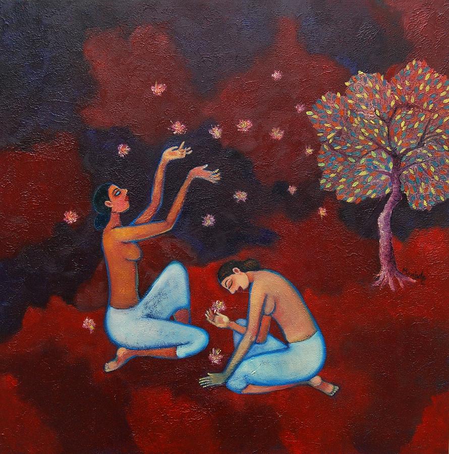 Flower Painting - Tree Of Trust #5 by Manjula Prabhakaran Dubey