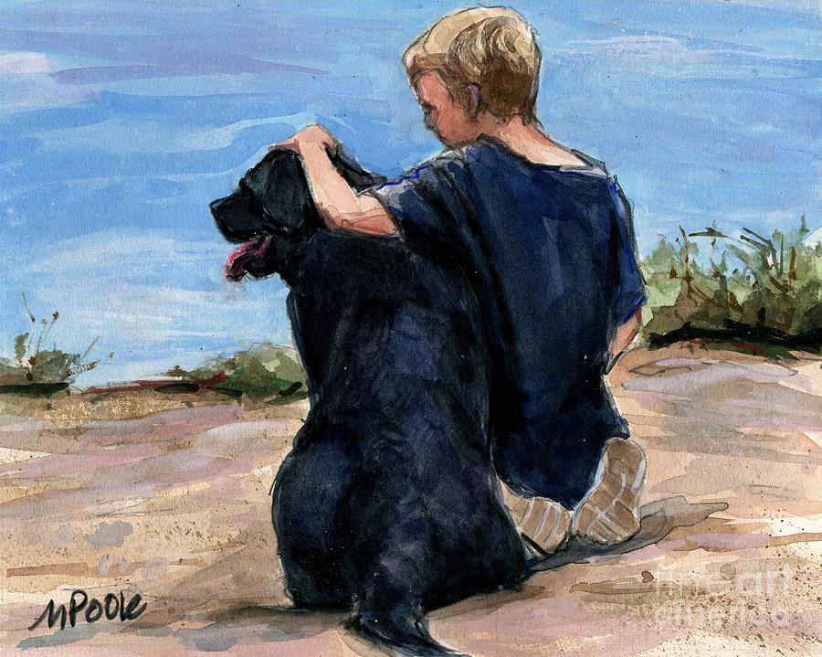 Boy And Dog Painting - Untitled by Molly Poole