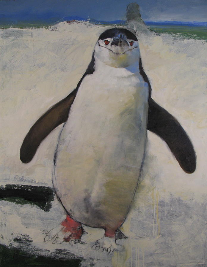Penguin Painting - Untitled Unfinished Chinstrap by Cliff Spohn