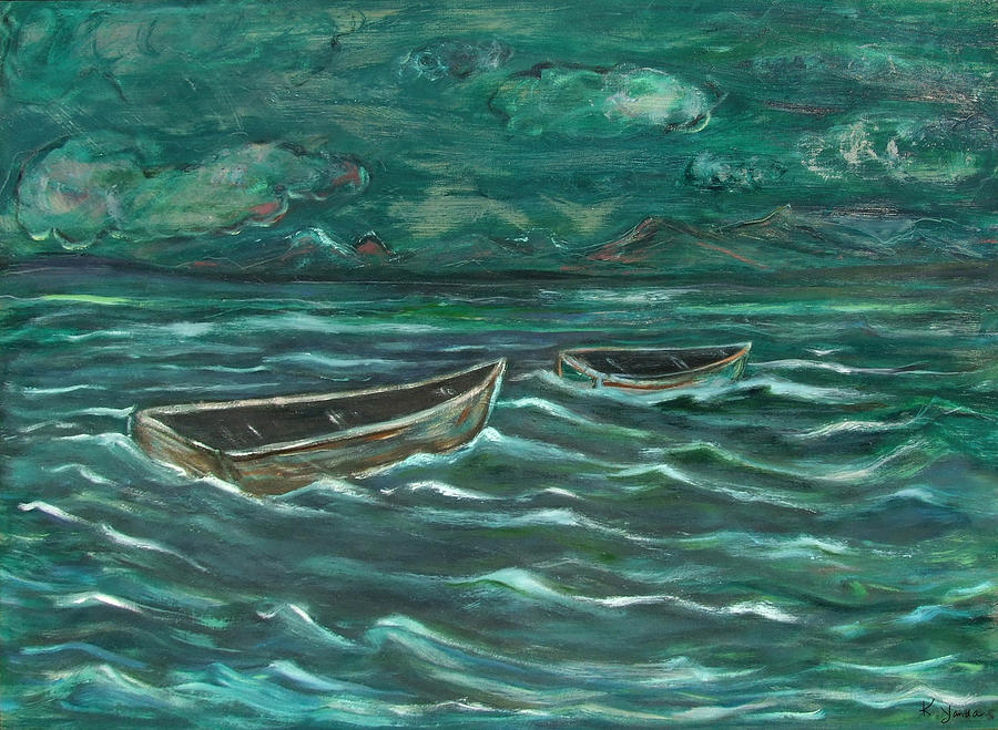 Untold Story of Two Boats Painting by Katt Yanda