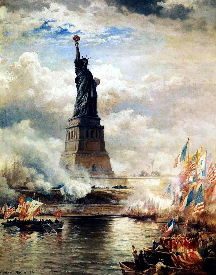 Unveiling of the Statue of Liberty Enlightening Painting by MotionAge Designs
