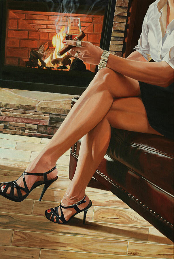 Renner Painting - Unwinding by the Fire by Eric Renner Fine Art