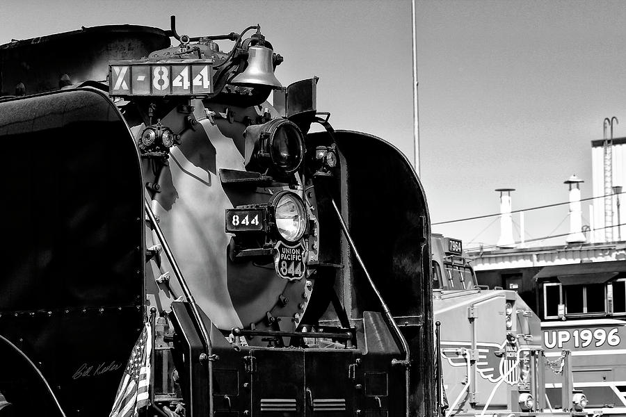 UP 844 with Friends - Black-and-White Photograph by Bill Kesler