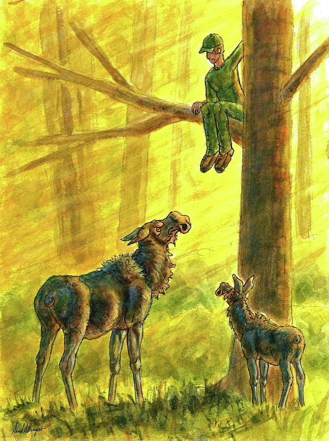 Up A Tree Painting by David Burgess