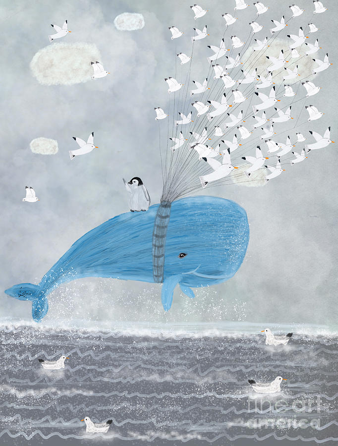 Whales Painting - Up And Up by Bri Buckley