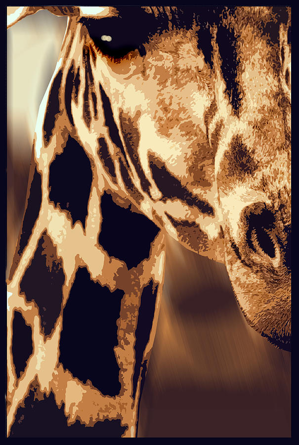 Giraffe Painting - Up Close and Personal with a Giraffe by Elaine Plesser