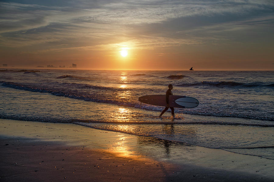 Up Early to Catch the Surf - Ocean City New Jersey Photograph by Bill Cannon
