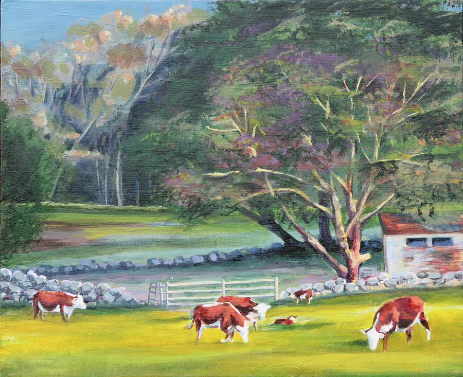 Up Island Cows Painting by Trina Teele