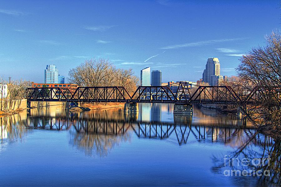 Up Stream..good Morning Grand Rapids Photograph by Robert Pearson