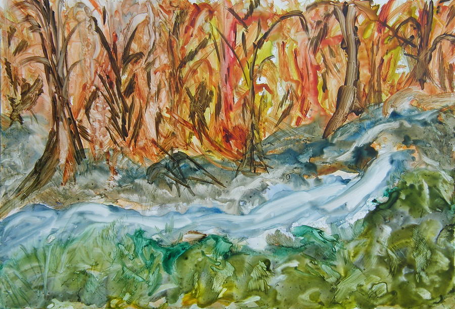 Abstract Painting - Up the Creek by Margaret G Calenda