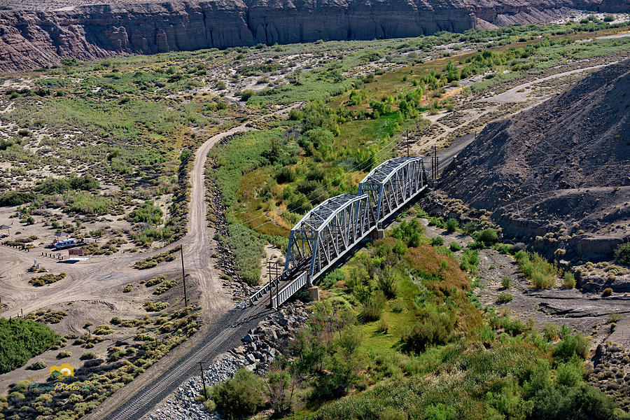 UP Tracks Cross the Mojave River Photograph by Jim Thompson