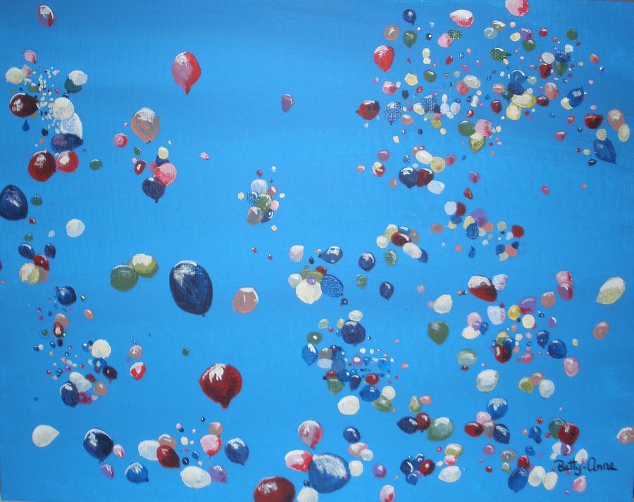 Balloons Painting - Up Up And Away by Betty-Anne McDonald Balloons Painting - Up Up And Away by Betty-Anne McDonald