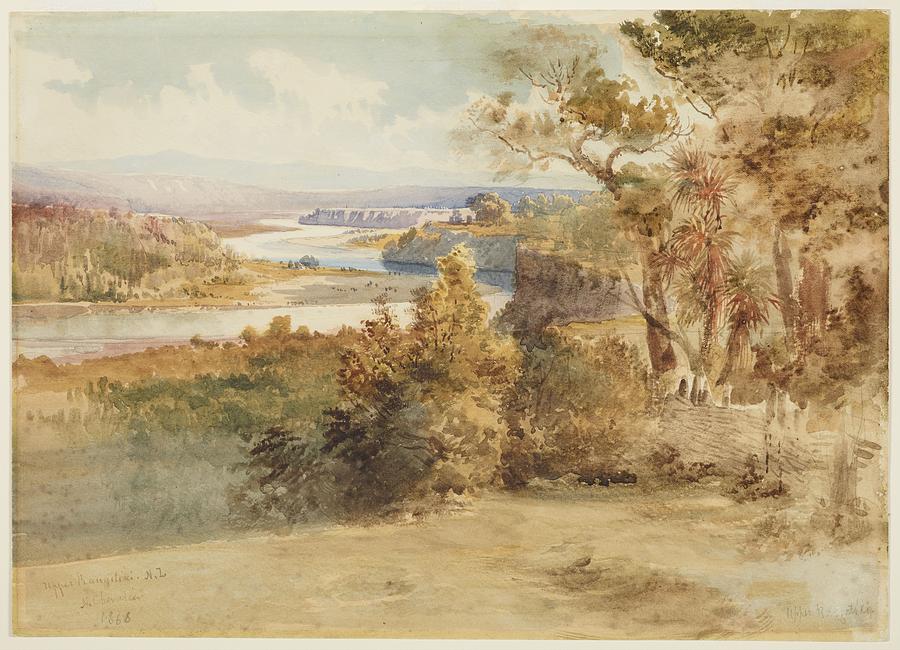 Upper Rangitikei, 1868, by Nicholas Chevalier. Painting by Celestial Images
