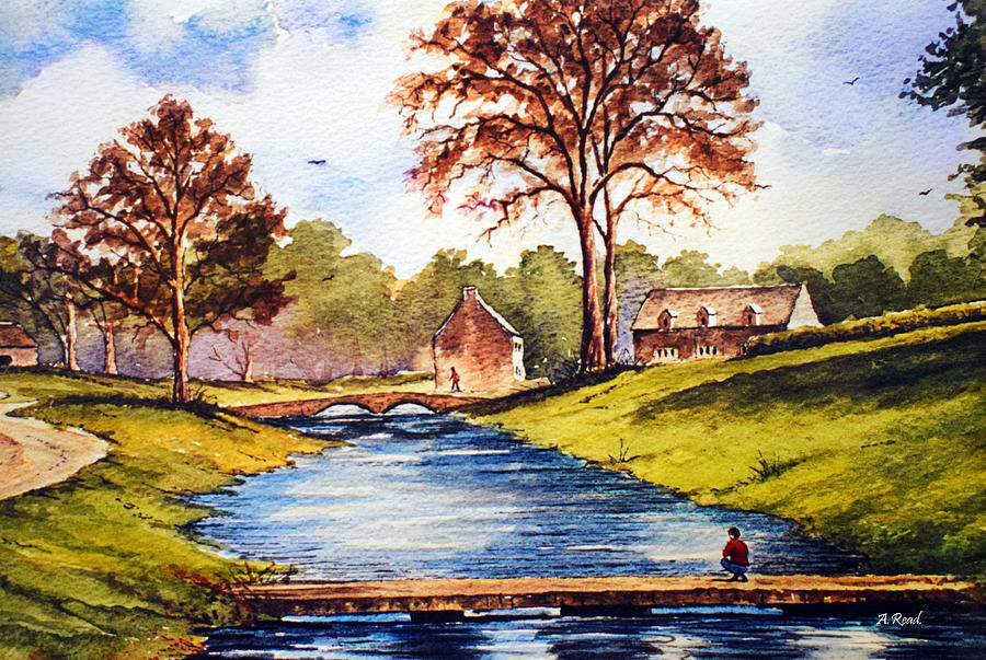 Landscape Painting - Upper Slaughter Cotswolds by Andrew Read