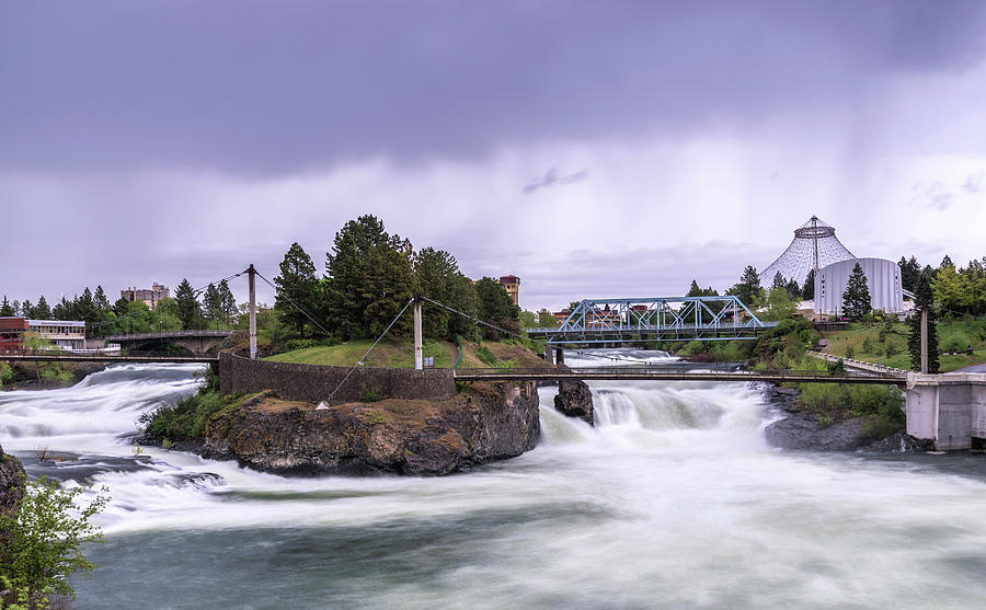 Upper Spokane Falls on a rainy day Photograph by Harold Coleman