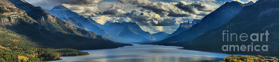 Upper Waterton Lake Cloudy Panorama Photograph by Adam Jewell