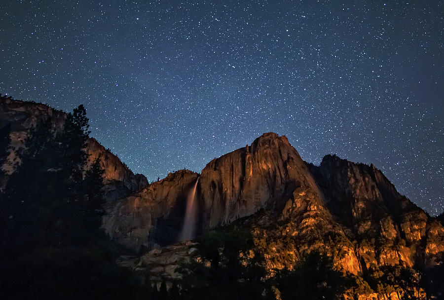 Upper Yosemite Falls at Night Photograph by Marc Crumpler