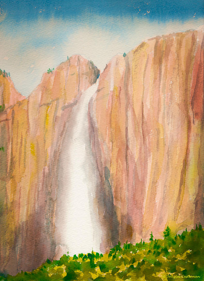 Upper Yosemite Falls in the Spring Painting by Douglas Castleman