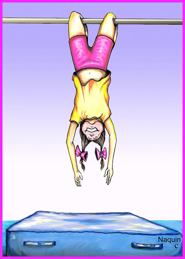 girl hanging upside down drawing