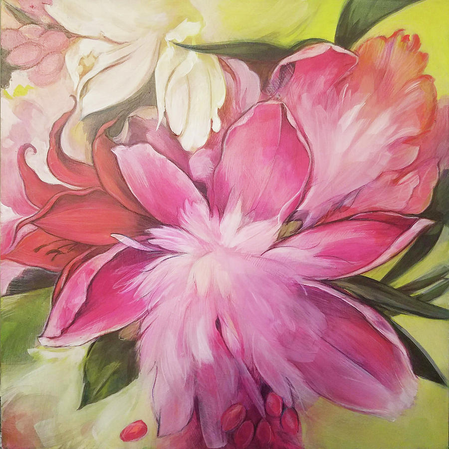 Upstaging Red Lily Painting by Jacqueline Hudson