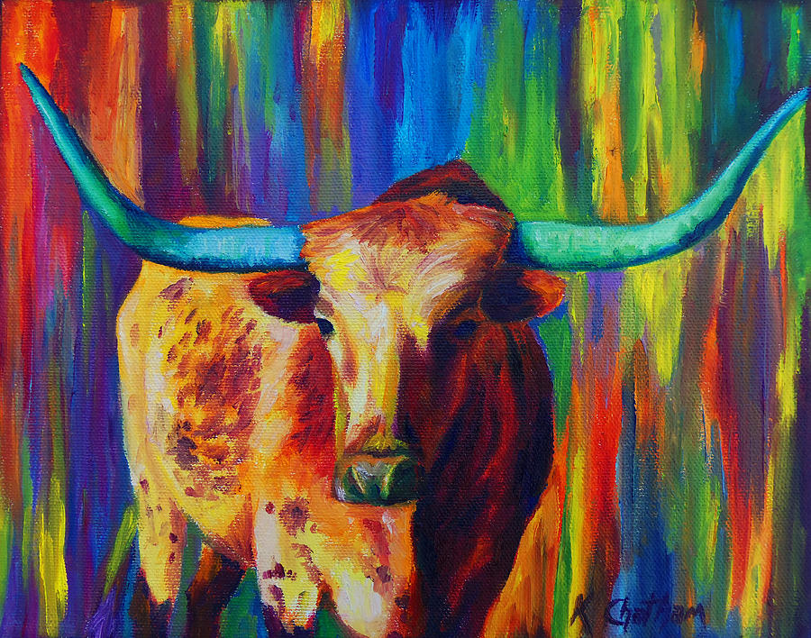 Uptown Longhorn Painting by Karen Kennedy Chatham