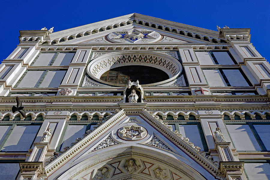 Upward View Of A Portion Of The Santa Croce Church In Florence Italy Photograph by Rick Rosenshein