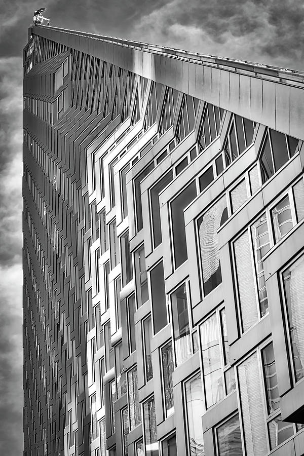 Upward View to West 57 ST NYC BW Photograph by Susan Candelario