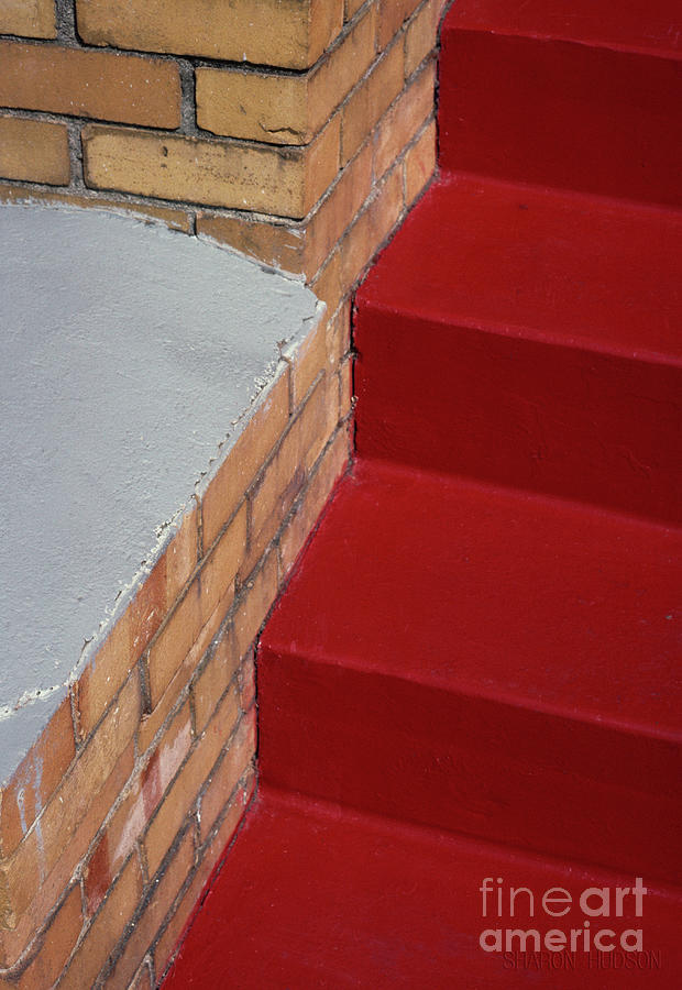 urban abstract photography - Red Stairs Photograph by Sharon Hudson