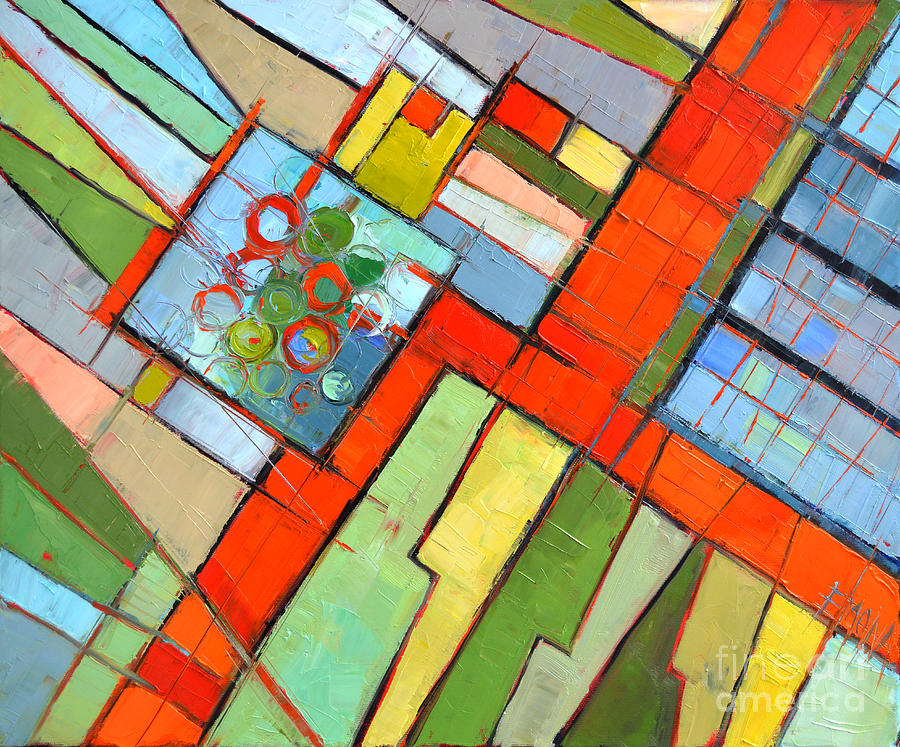Urban Composition - Abstract Zoning Plan Painting by Mona Edulesco