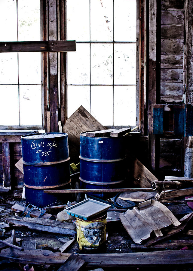Urban Decay Blue Barrels Photograph by Edward Myers