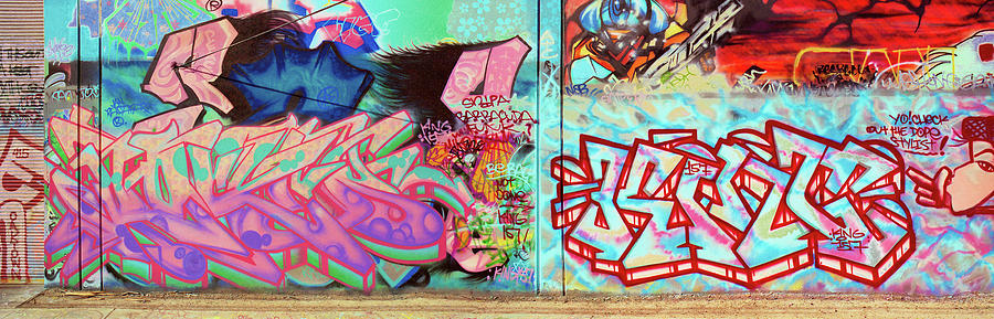 Urban Graffiti Art Panorama1, North 11th Street, San Jose 1990 Photograph by Kathy Anselmo