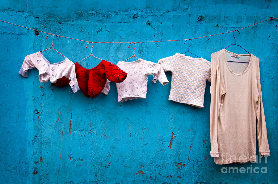 City Photograph - Urban laundry, street scene in Shanghai, China by Delphimages Photo Creations