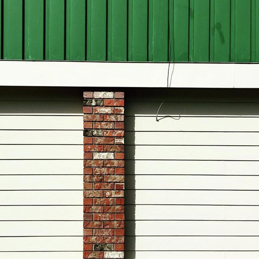 Shadows Photograph - Urban Minimalism #green #chimney by Ginger Oppenheimer
