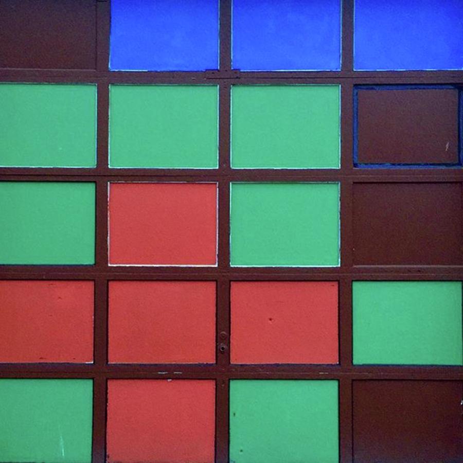 Pattern Photograph - Urban Mondrian. #grid #pattern Red by Ginger Oppenheimer