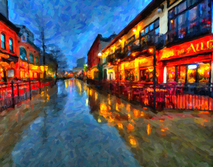Urban Rain Reflections Painting by Prince Andre Faubert