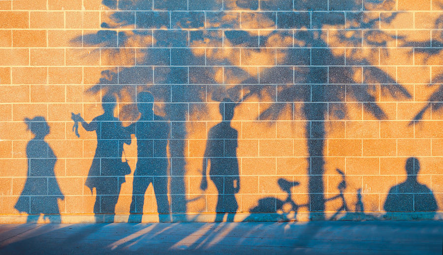 Urban Shadows people and palms  Photograph by Peter V Quenter