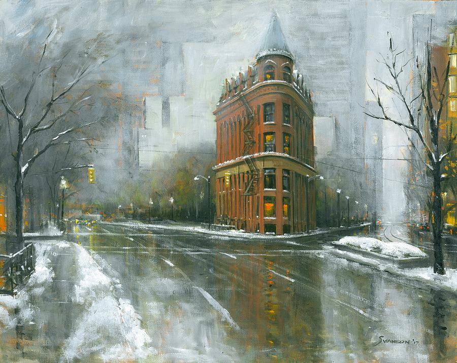 Urban Winter Painting by Michael Swanson