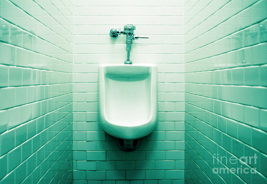 Bathroom Photograph - Urinal in mens restroom. by John Greim